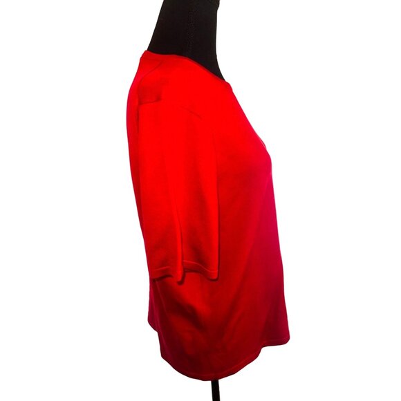 Pendleton Red Orange Silk Short Sleeve Knit Pullover Shirt Sweater Size L Luxury - Picture 3 of 7